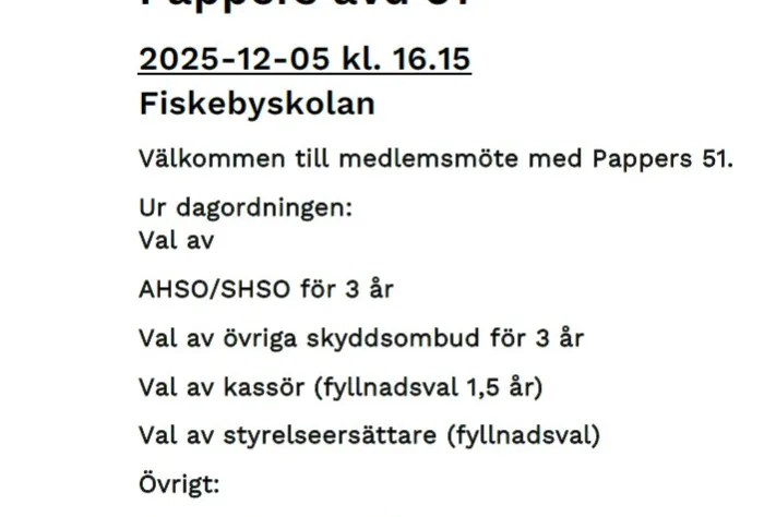 Medlemsmöte dec 2025