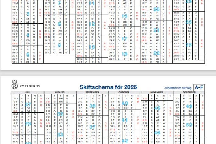 bild av skiftschema 2026
