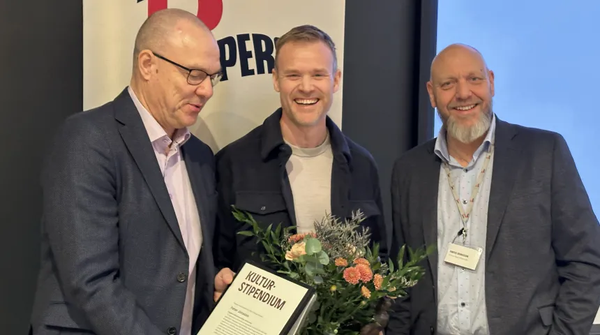 Kulturprisvinnare med förbundsordförande och kulturkommitténs ordförande 