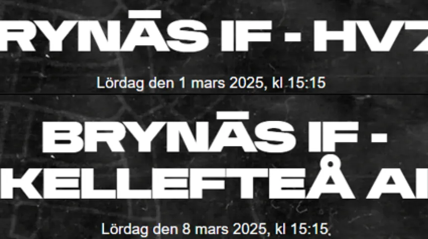 brynäs if matchdagar